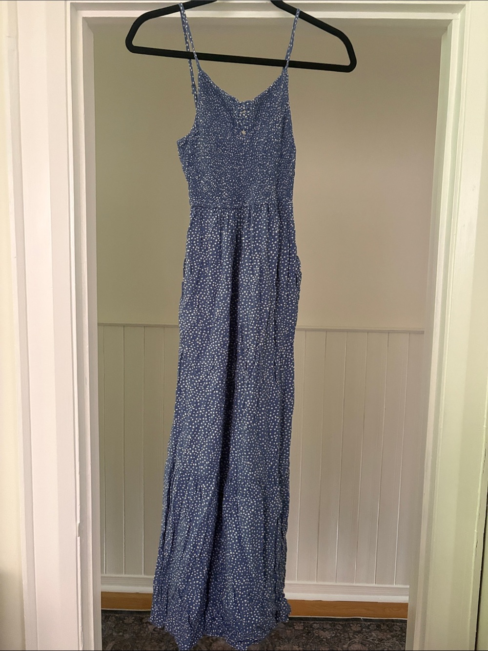 Blue Spotted Flared Jumpsuit